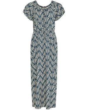 M Com Tie Neck Maxi Dress - Blue
