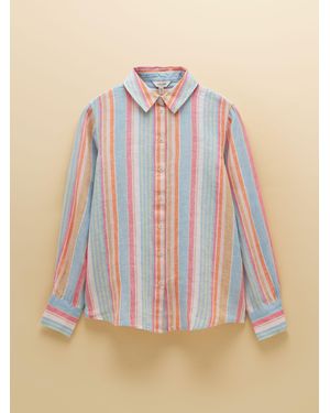 Joules Anna Long Sleeve Pure Linen Shirt - Blue
