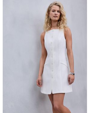 Next Button Through Sleeveless Mini Dress - White