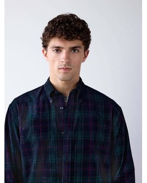 Next Cord Tartan Check Long Sleeve Shirt - Blau