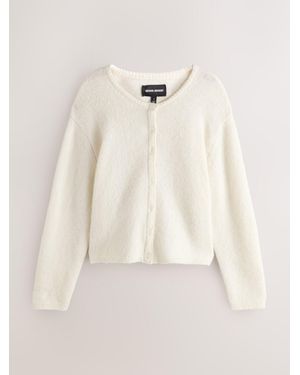 Nothing Ordinary Alpaca Wool Blend Crew Neck Knitted Cardigan - Natural