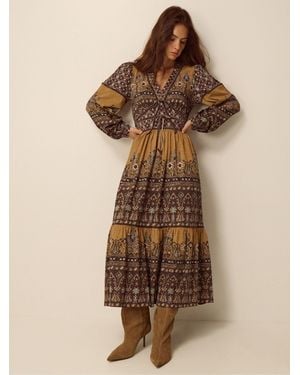 Monsoon Branwen Floral Print Jersey Midi Dress - Natural