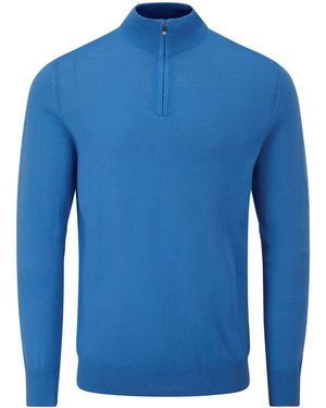 Skopes Bright Miles Merino Blend Quarter Zip Jumper - Blue