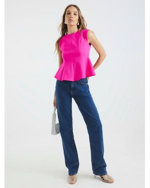River Island Panel Peplum Top - Pink