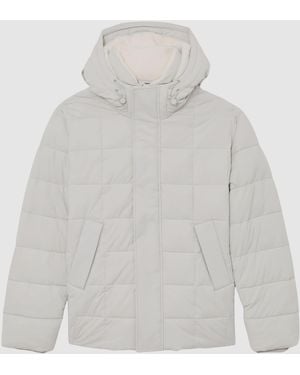 Reiss Klause Fleece-Lined Hooded Puffer Jacket - White