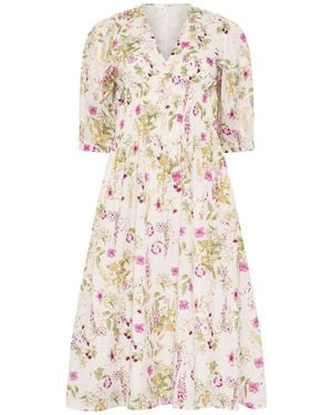 PixieGirl Petite Floral Midi Tea Dress - White