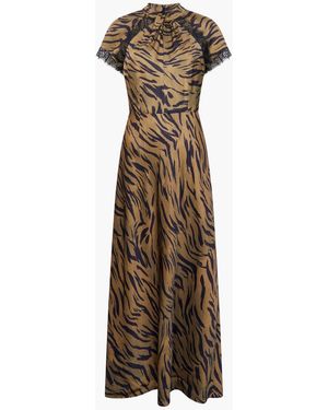 French Connection Abilene Ennis Satin Lace Dress - Natural
