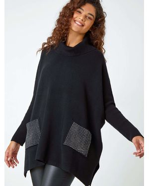 Roman Sparkle Pocket Poncho Jumper - Blue