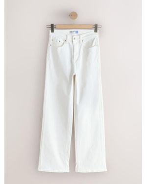 Next High Rise Stretch Wide Leg Jeans - White
