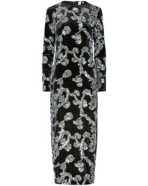 Y.A.S Y. A.S Y. A.S Long Sleeve Embellished Maxi Dress - Black