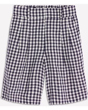 Boden Gingham Kensington Linen Shorts - Blue