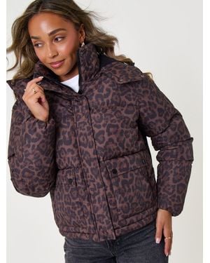 Threadbare Cropped Hooded Puffer Coat - Purple