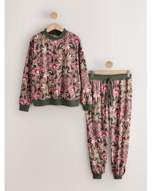 Next Floral Cozy Long Sleeve Pajamas - Pink
