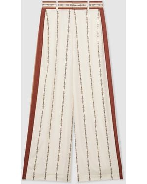 Reiss Ivory Lydia Petite Chain-Print Wide-Leg Pants - Natural