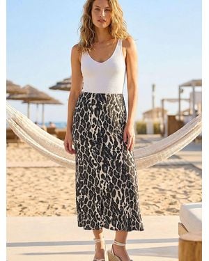 Roman Animal Print Maxi Skirt - Metallic