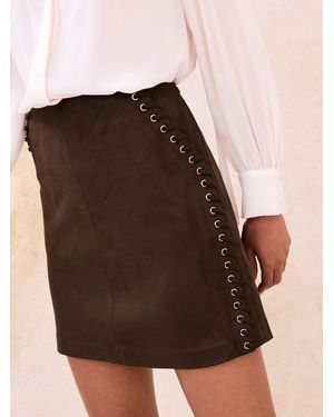 Lipsy Whipstitch Detail Mini Skirt - Brown