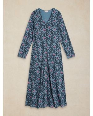White Stuff Reese Button Through Dress - Blue