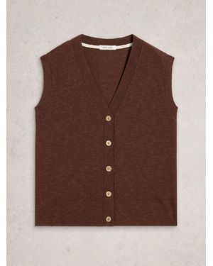 White Stuff Nova Cotton Linen Blend Vest - Brown