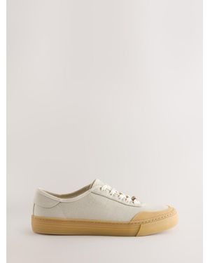 Next Forever Comfort Lace-Up Gum Sole Charm Sneakers - Natural
