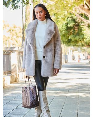 Sosandar Faux Fur Coat - Natural