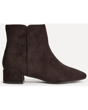 Linzi Tailored Wide Fit Block Heeled Ankle Boots - Brown