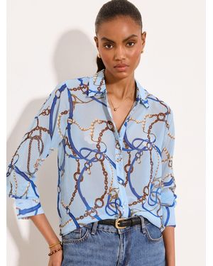 Lipsy Chiffon Printed Shirt - Blue