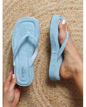 SIMMI Kimmie Slip-On Platform Sandals - Blue