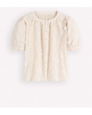 Boden Camille Embroidered Cotton Top - Natural