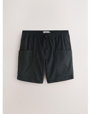 Next Side Pocket Elasticated Waist 7 Inch Cargo Shorts - Black
