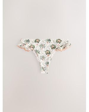 Next Bikinihose Mit Perlenrüschen Und Hohem Beinausschnitteu 48 (Uk 20) - Natur