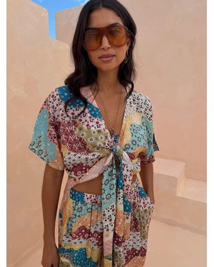 Never Fully Dressed Lurex Tie Top - Blue