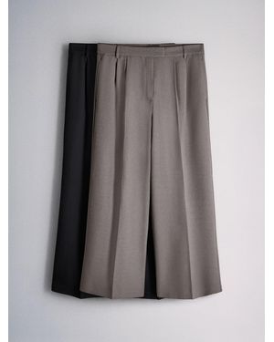 The Set 2 Pack Formal Wide Leg Trousers/Mid - Gray