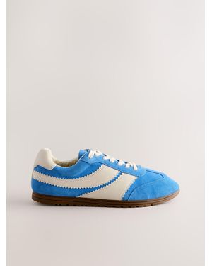 Next Forever Comfort Suede Slimline Paneled Lace Up Sneakers - Blue