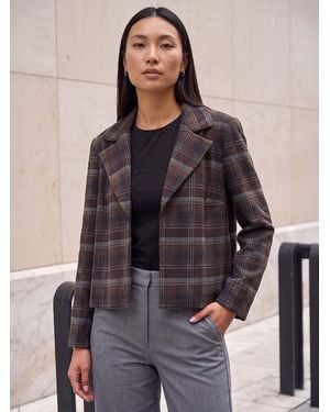 Roman Check Edge To Edge Jacket - Brown