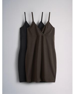 The Set 2 Pack Mini Cami Jersey Dresses/Chocolate - Black