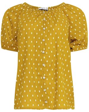 M Com Dobby Button Up Blouse - Yellow