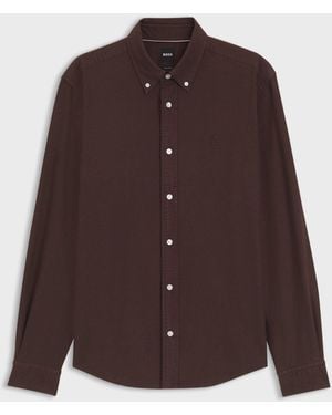 BOSS Regular Fit Liam Button Down Shirt - Brown