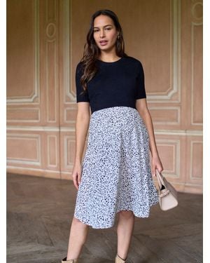 Seraphine Maternity & Nursing Knit Top Dress - Blue