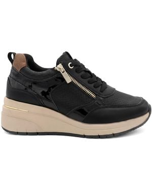 Pavers Bellissimo Wide Fit Zip & Lace Sneakers - Black