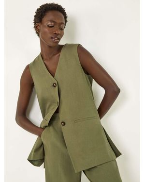 Roman Longline Button Waistcoat 100% Cotton Waistcoat - Green