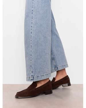 Whistles Mora Suede Square Toe Loafers - Blue