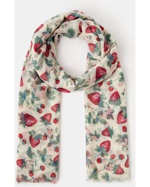 Accessorize Lightweight Strawberry Print Scarf - White