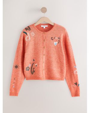 Next Crew Neck Knitted Cardigan - Orange