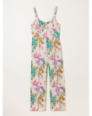 FatFace Fatface Rosa Ivory Tropical Jumpsuit - White