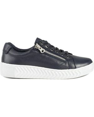 Pavers Wide Fit Leather Breathable Platform Sneakers - Blue