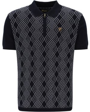 Fila Castellojaquard Knitted Polo Shirt With Zip Neck - Black