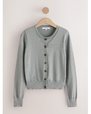 Next Soft Touch Cotton Rich Open Layer Cardigan - Gray