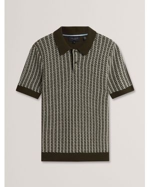 Ted Baker Ted Baker Kolomer Kurzarm-Poloshirt Mit Fischgrätenstruktur - Grün
