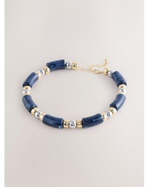 Next Mixed Metal Beaded Necklace - Blue