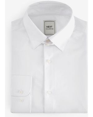 Next Single Cuff Slim Fit Easy Care Tab Collar Oxford Smart Shirt - White